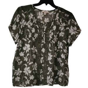 Como Blu Floral Blouse Short Sleeve Medium